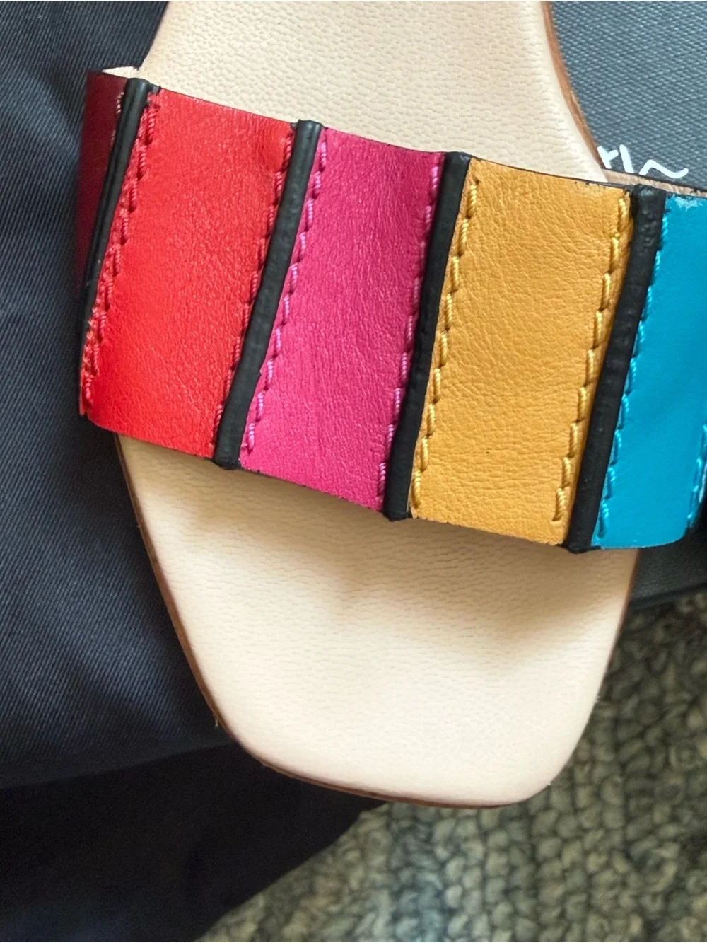 Paul Smith Multicolor Rainbow  Leather Slide Sandals sz 37 6.5-7